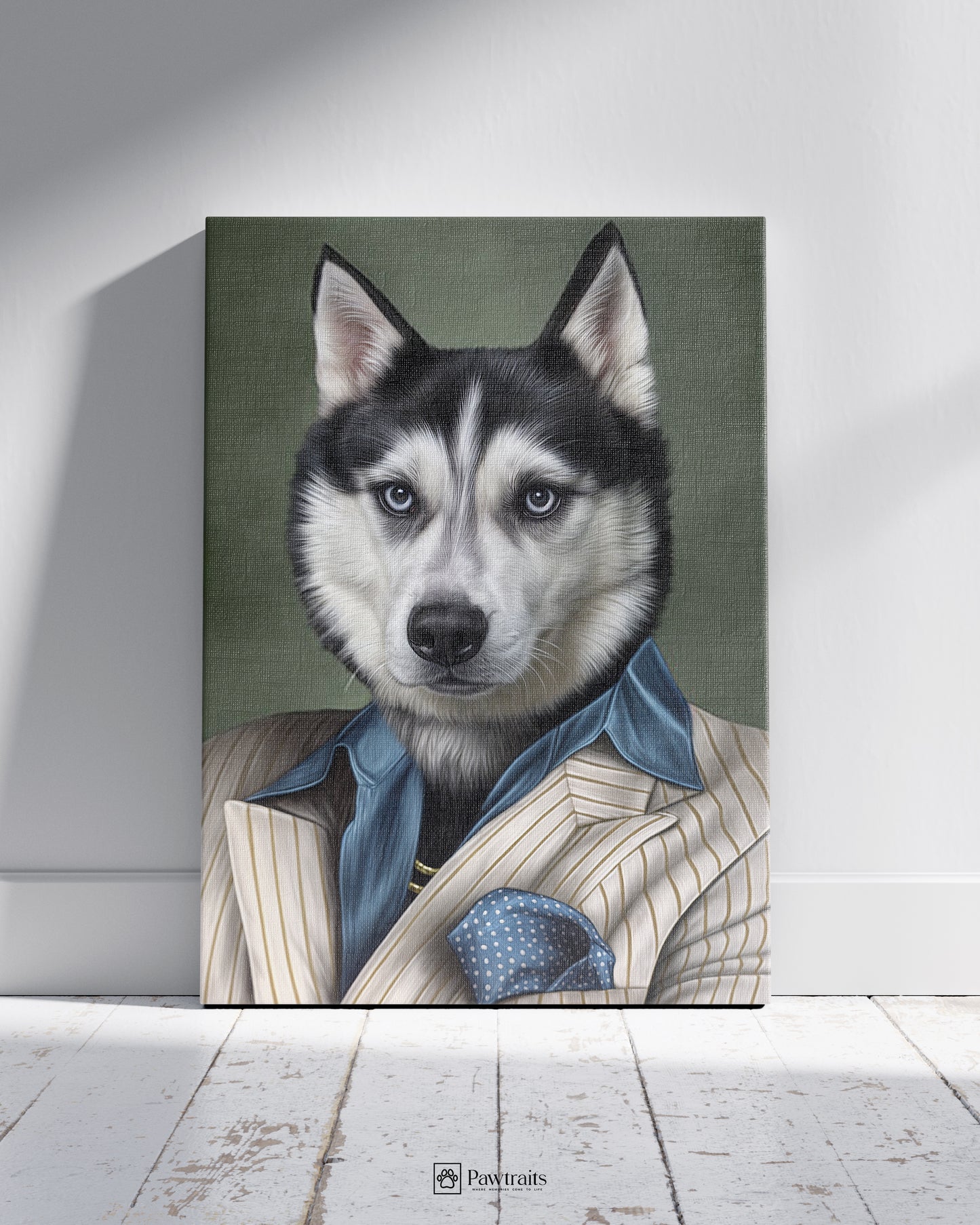 Suit and Paws - Персонализиран портрет на канвас