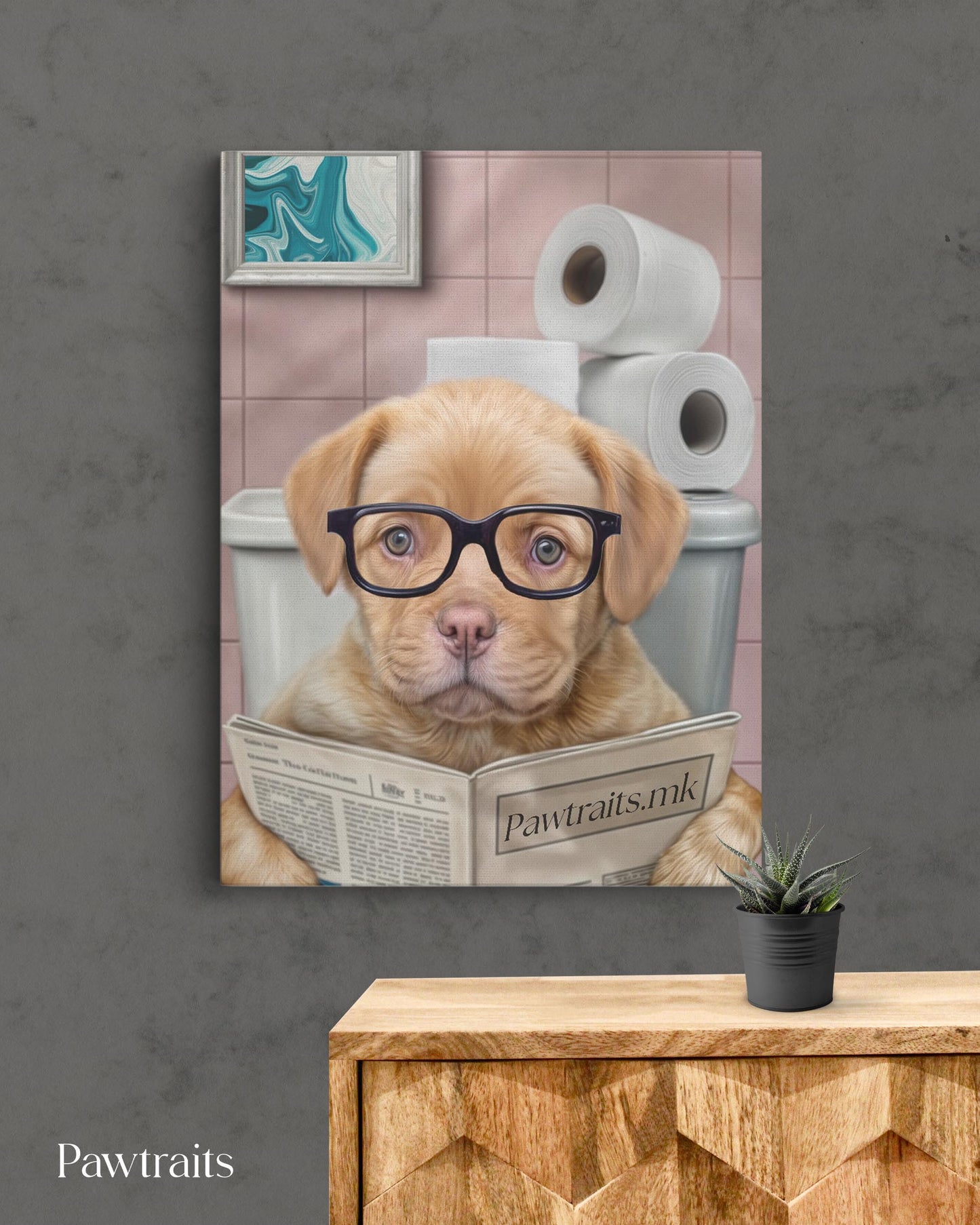 Bathroom Paper Hound - Персонализиран портрет на канвас