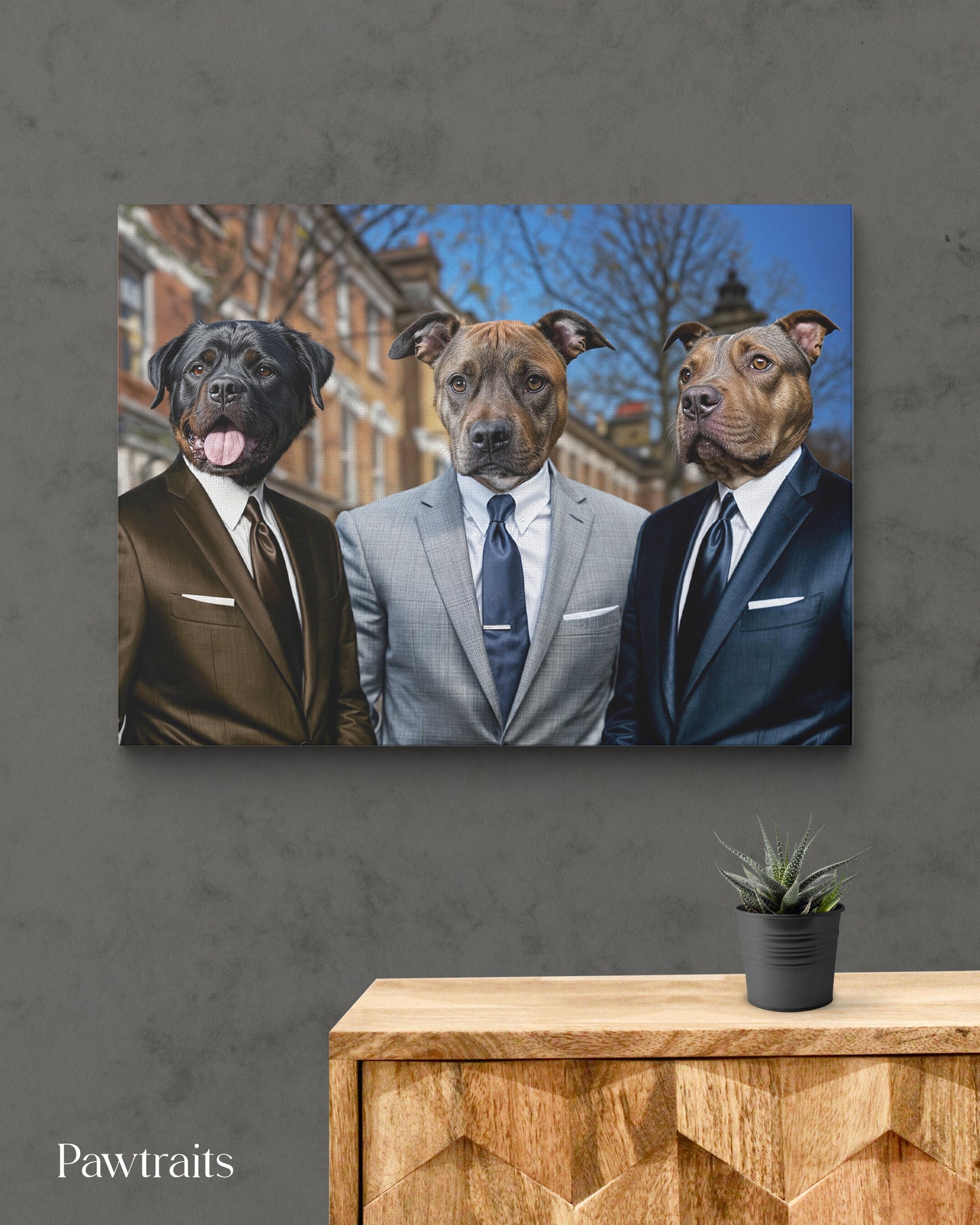 Gentlemen Suits Trio - Персонализиран портрет за миленици
