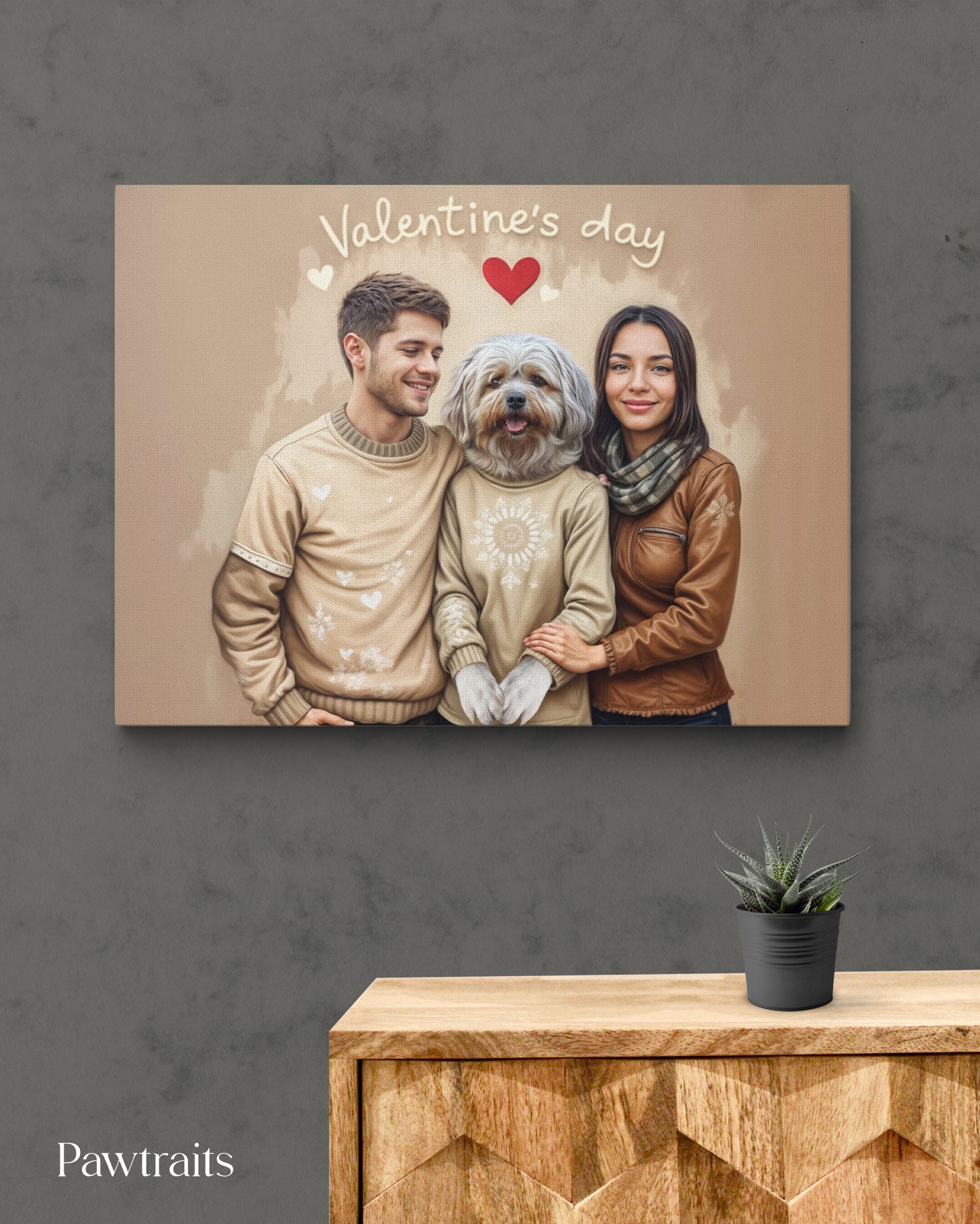 Love at First Paw - Персонализиран портрет на канвас