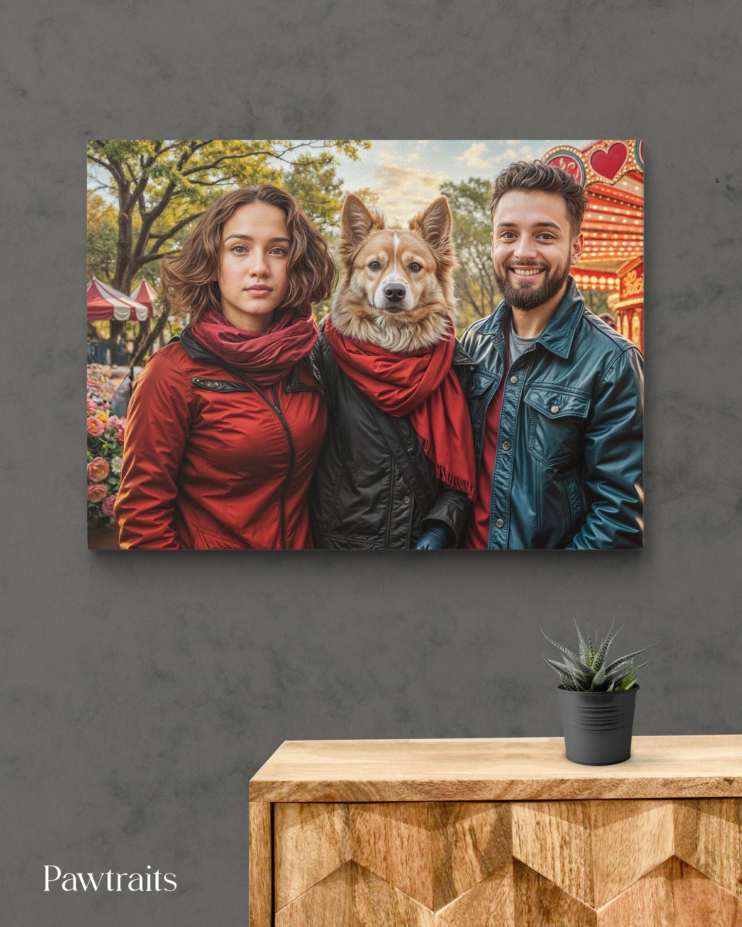 Pawfect Romance - Персонализиран портрет на канвас