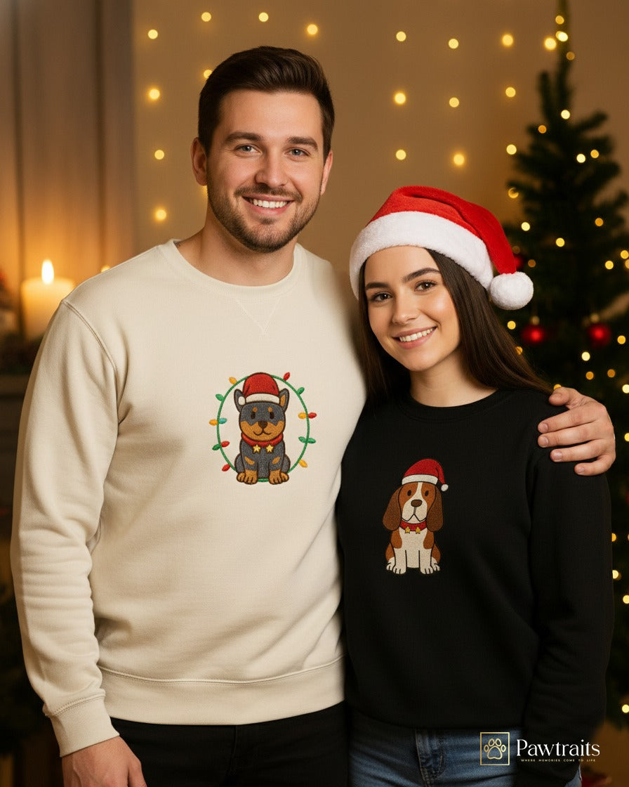 Winter Stitch Spark (Limited edition)- Персонализиран новогодишен везен блузон со Вашиот миленик - Лик во боја и име на ракав (Полн Вез)