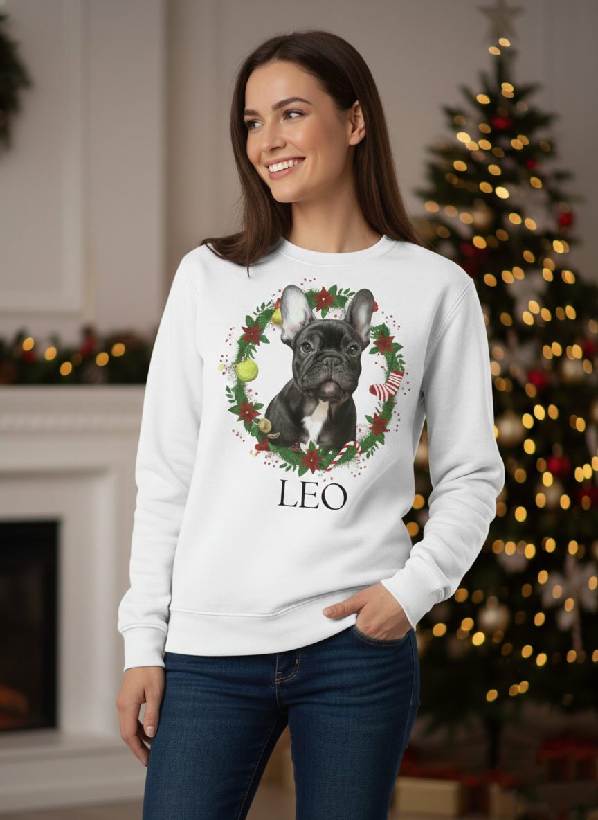 Новогодишен блузон - Венец - Персонализиран печатен блузон со Вашиот миленик