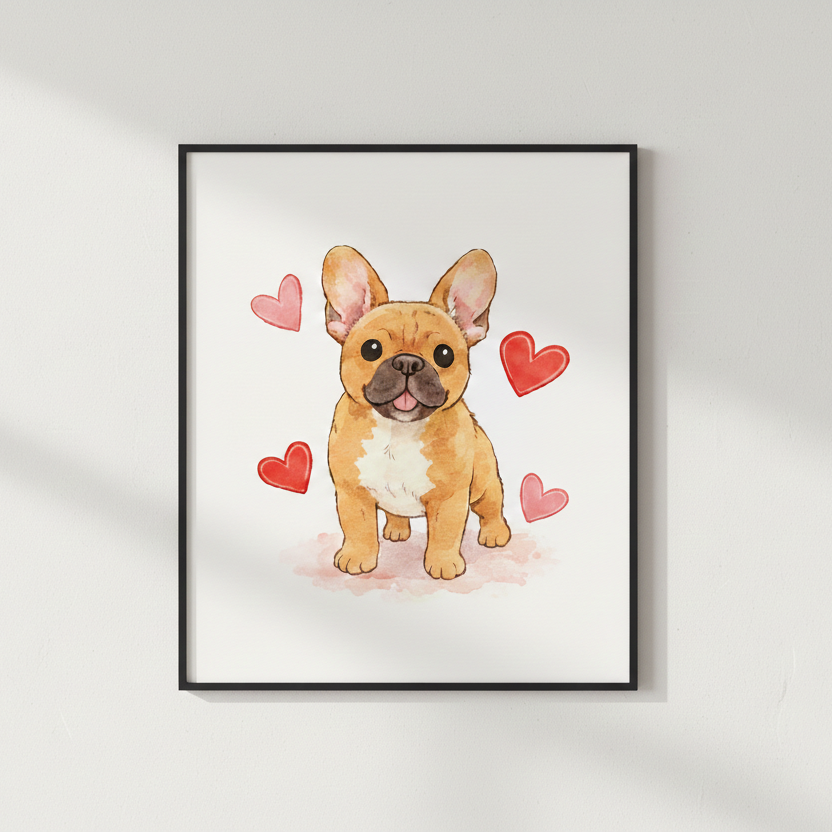 Watercolor Valentine - Персонализиран портрет во рамка