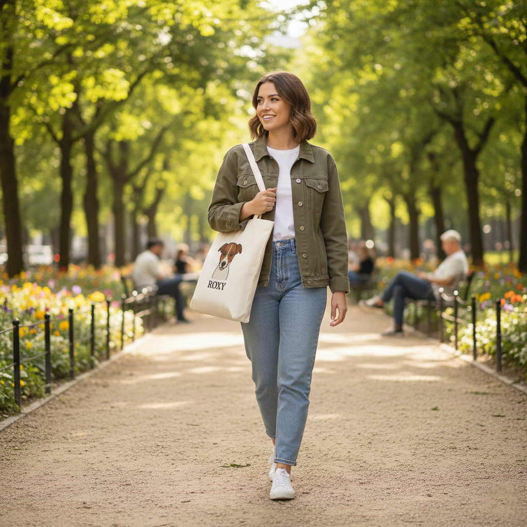 Персонализирана Везена Торба – Full Color Embroidery Tote (Вашето милениче + име)