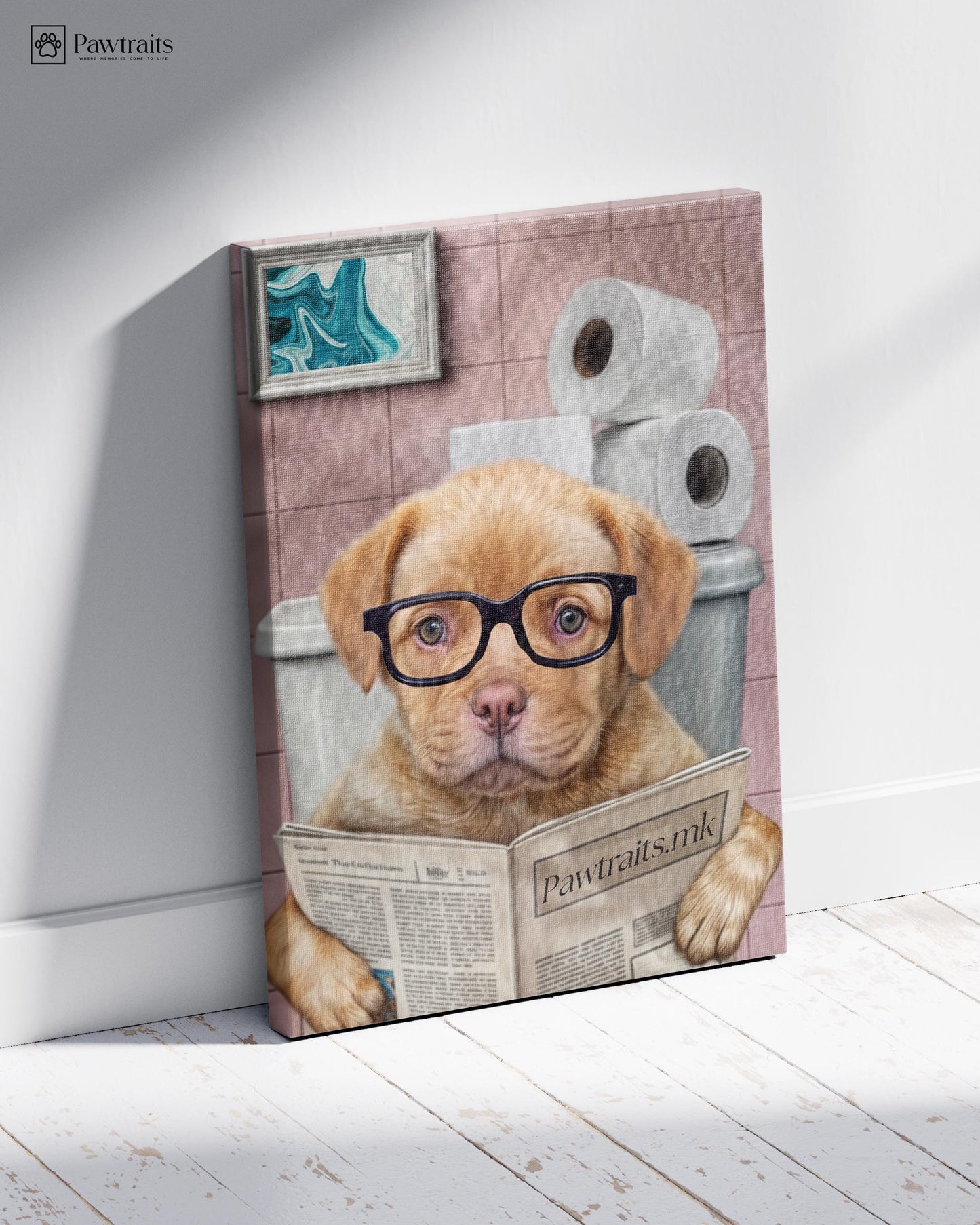 Bathroom Paper Hound - Персонализиран портрет на канвас