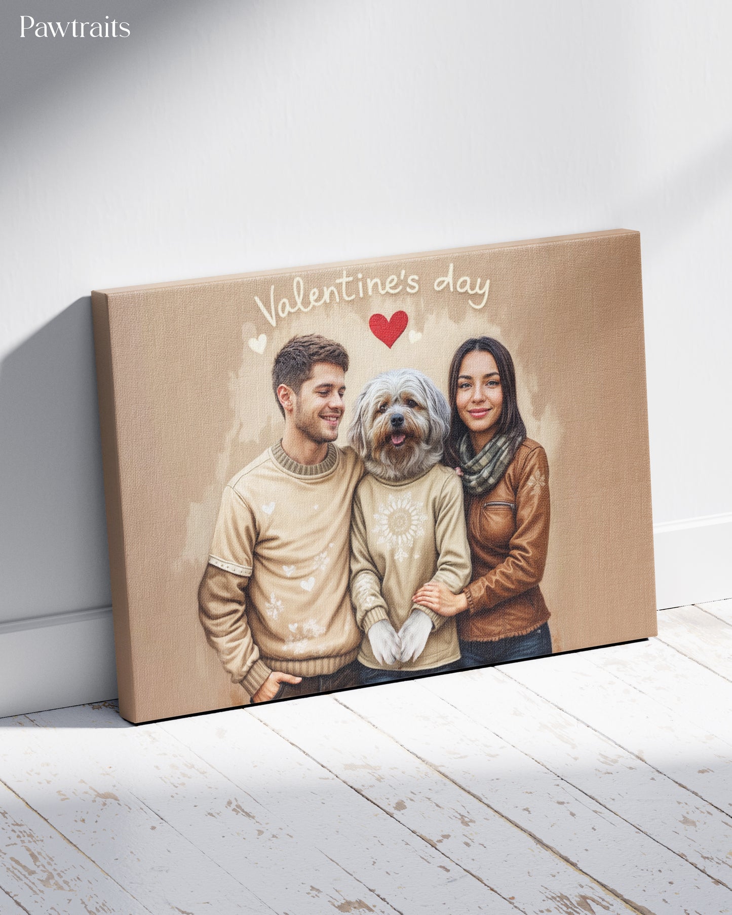 Love at First Paw - Персонализиран портрет на канвас