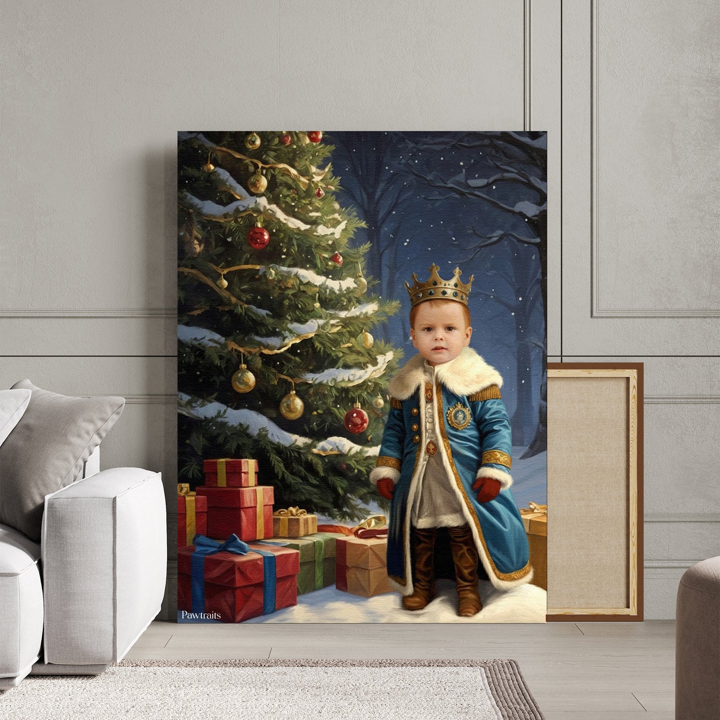 Winter Night Prince – Персонализиран детски новогодишен портрет на канвас