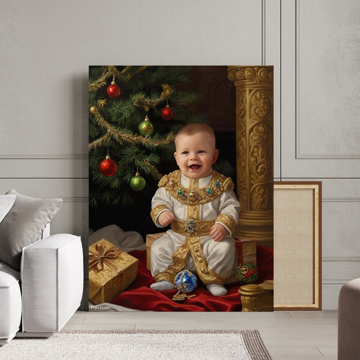 Little Royal Heir – Персонализиран детски новогодишен портрет на канвас