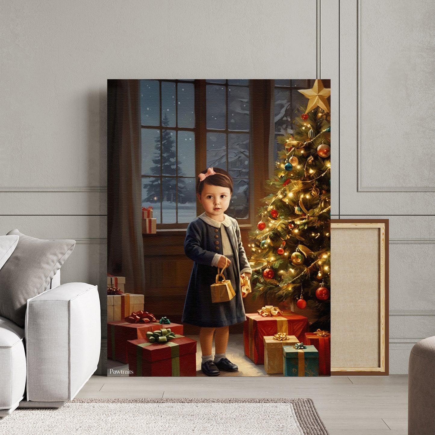 Classic Christmas Night – Персонализиран детски новогодишен портрет на канвас