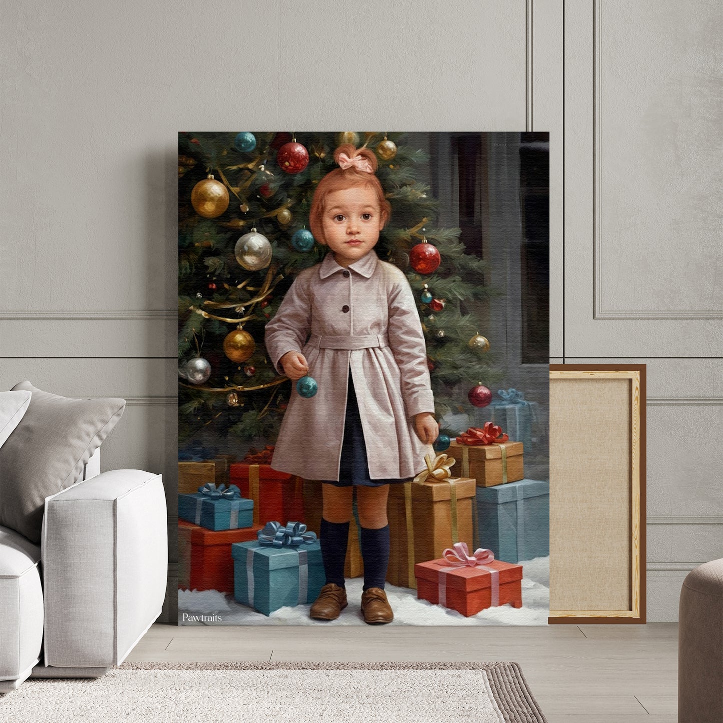 Winter Gift Princess – Персонализиран детски новогодишен портрет на канвас