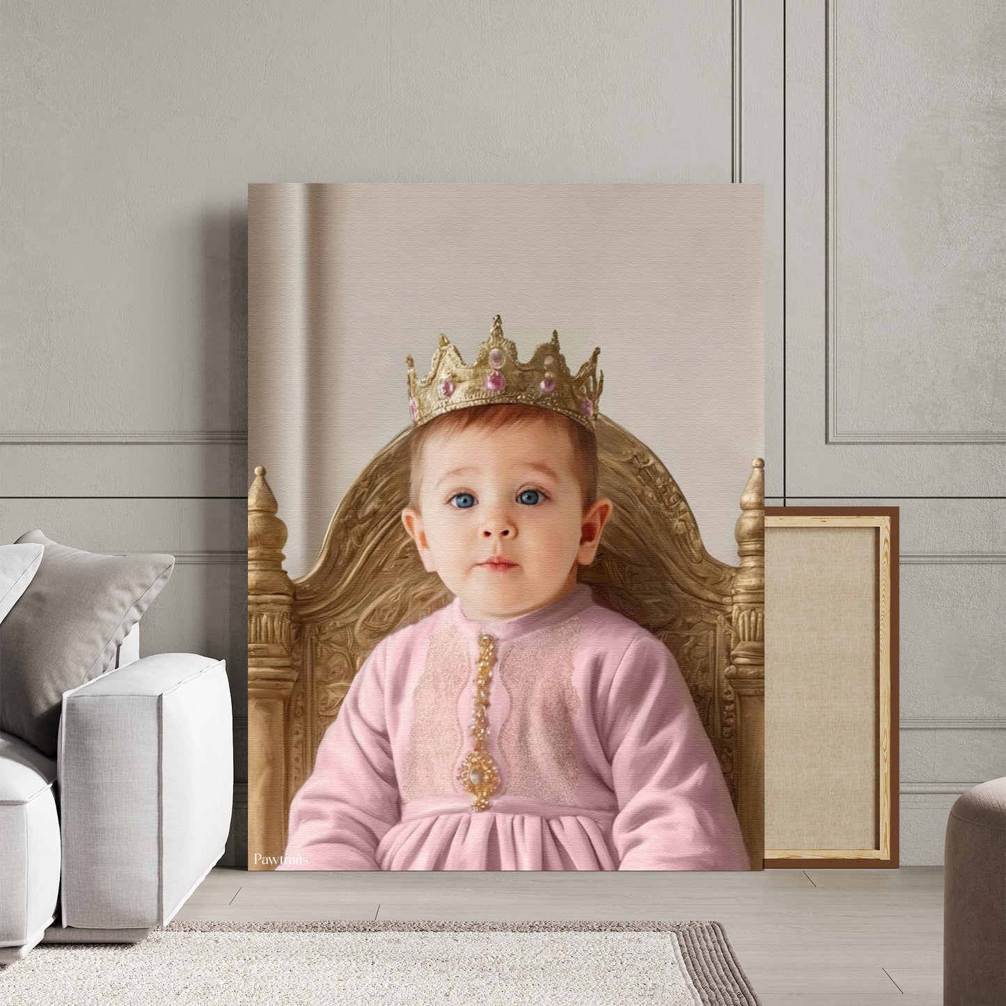 Blush Baby Princess – Персонализиран детски портрет на канвас