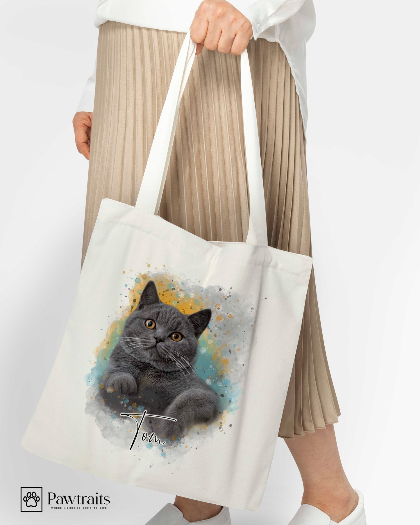 Watercolor Tote Bag - Персонализиран портрет на торба