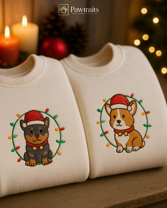 Winter Stitch Spark (Limited edition)- Персонализиран новогодишен везен блузон со Вашиот миленик - Лик во боја и име на ракав (Полн Вез)