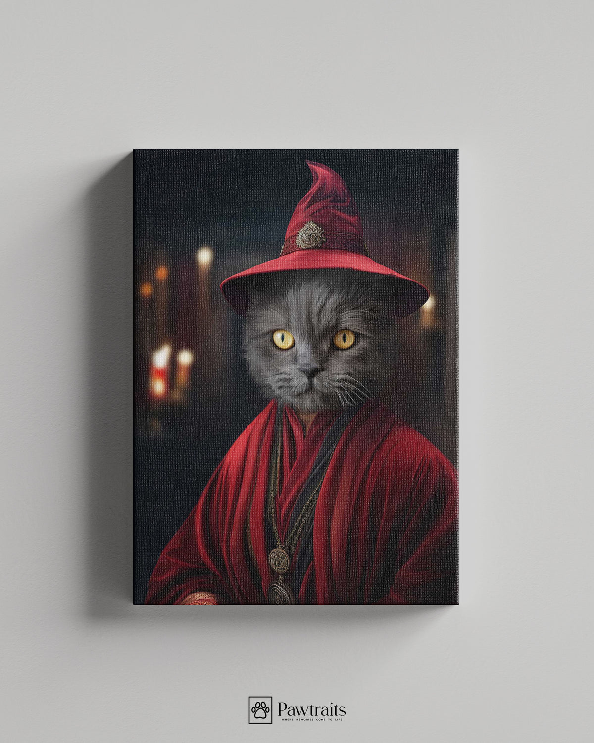 Crimson Sorcerer Cat - Персонализиран портрет на канвас