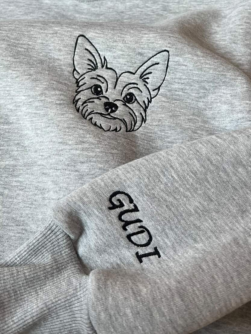 Персонализиран везен блузон со Вашиот миленик - One-line Art (Контури)