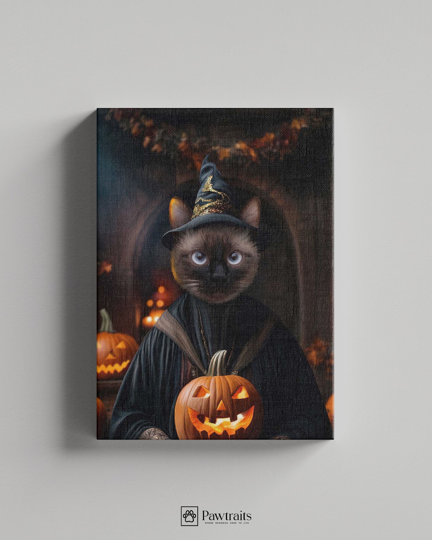 Autumn Witch Cat - Персонализиран портрет на канвас