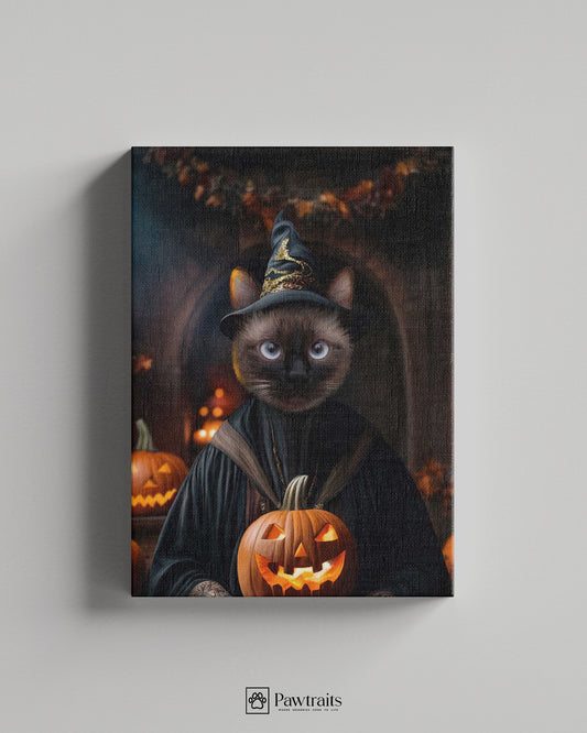 Autumn Witch Cat - Персонализиран портрет на канвас