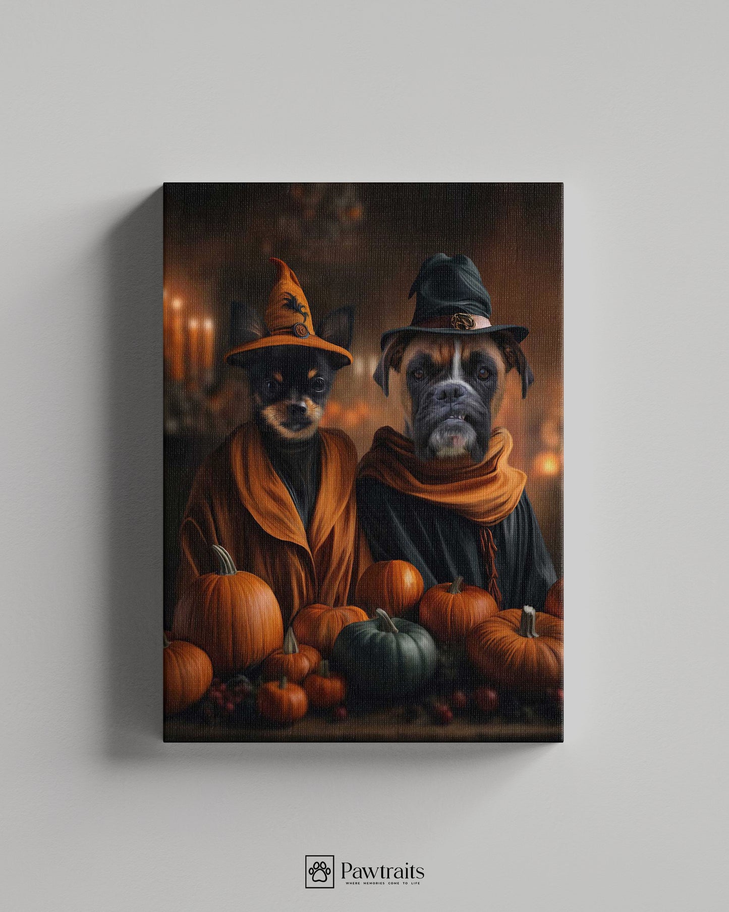 The Witch Duo 🧡🖤 - Персонализиран портрет на канвас
