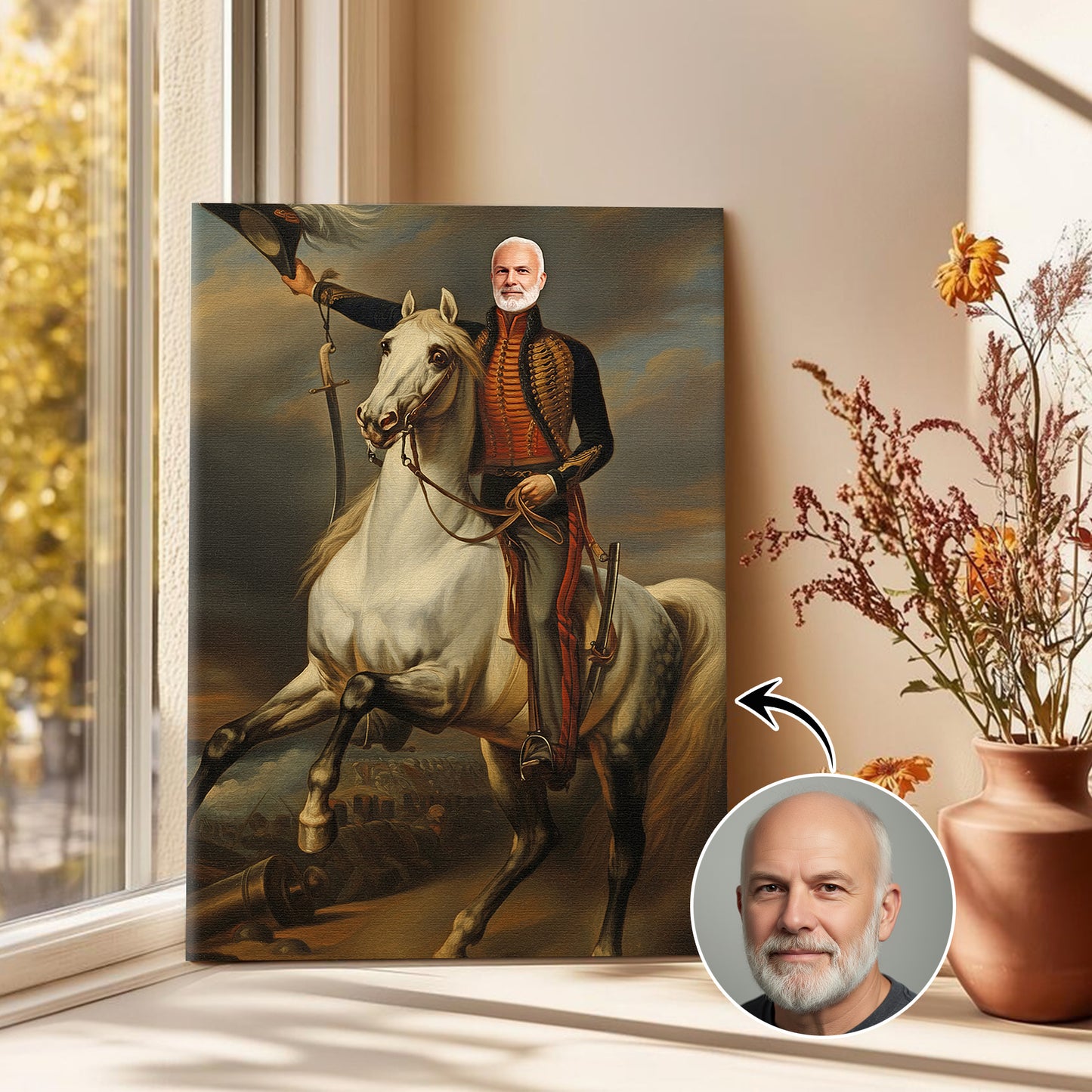 The Horseback Commander - Персонализиран портрет на канвас за луѓе