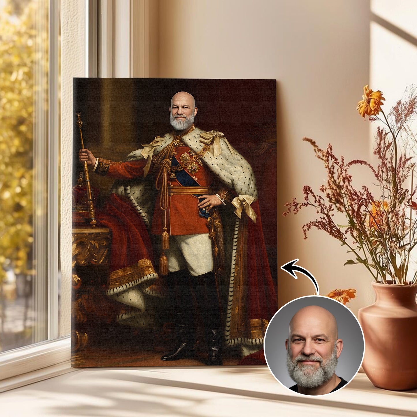 The Sovereign Monarch - Персонализиран портрет на канвас за луѓе