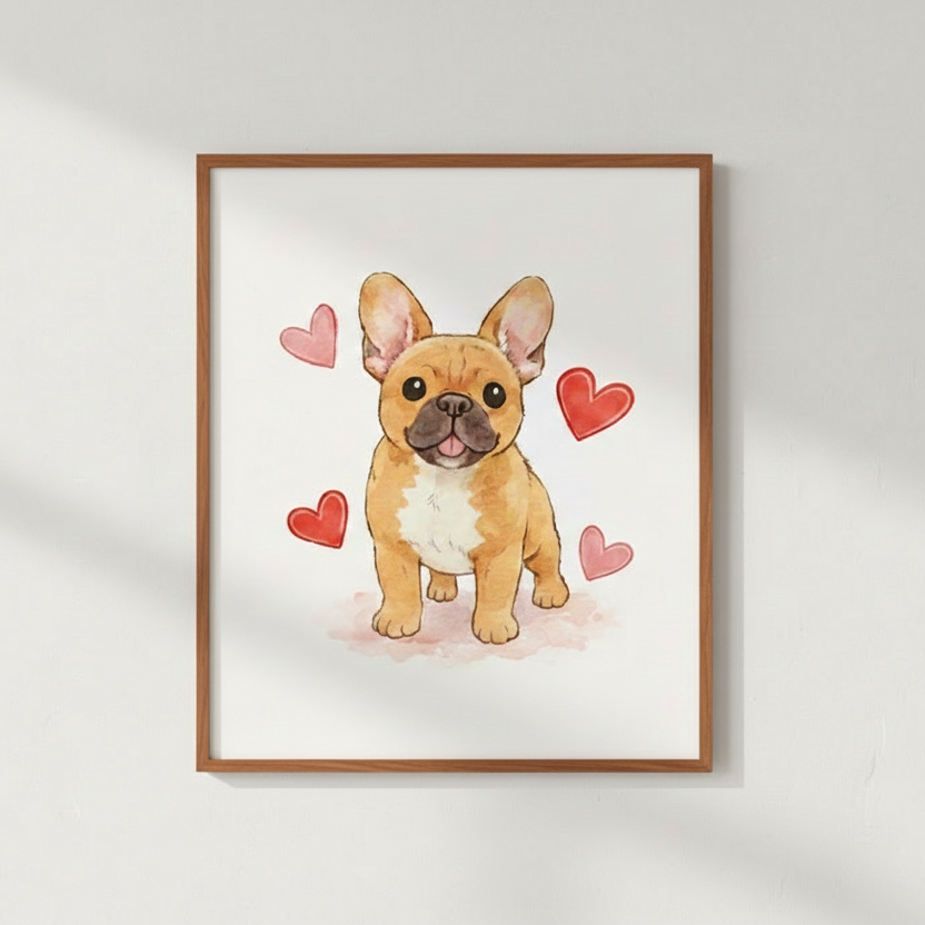 Watercolor Valentine - Персонализиран портрет во рамка