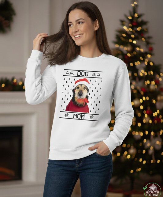 DOG MOM - Новогодишен блузон - Персонализиран печатен блузон со Вашиот миленик -