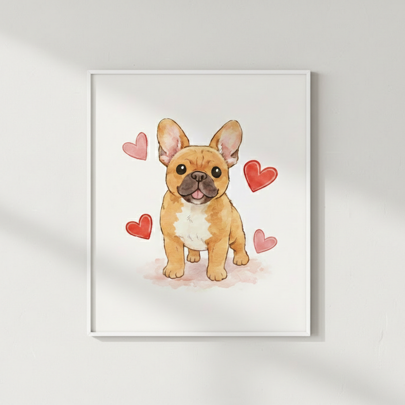 Watercolor Valentine - Персонализиран портрет во рамка
