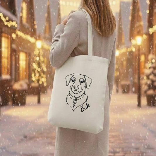 Персонализирана Везена Торба – One-Line Outline Embroidery (Вашето милениче)