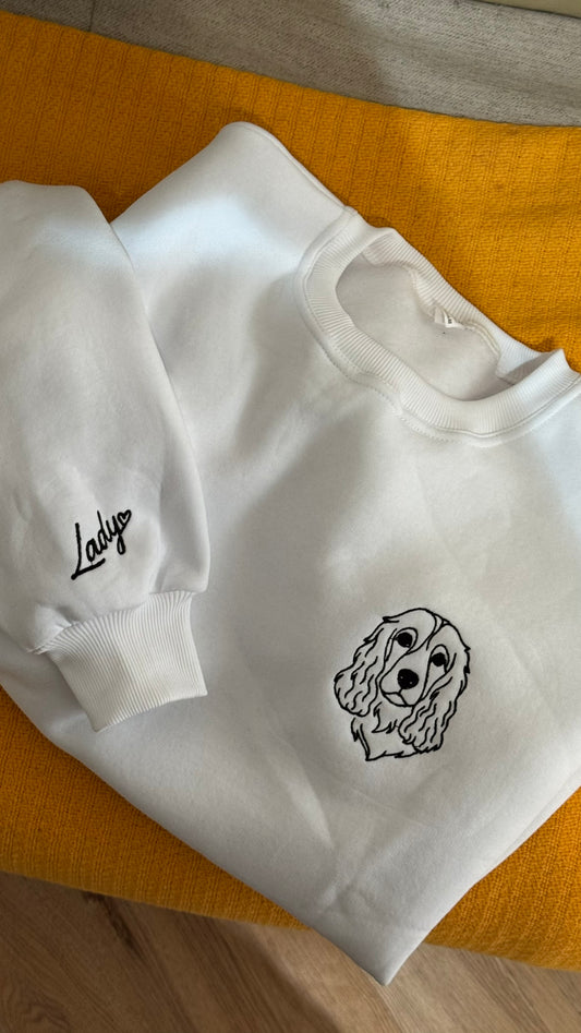 Персонализиран везен блузон со Вашиот миленик - One-line Art (Контури)