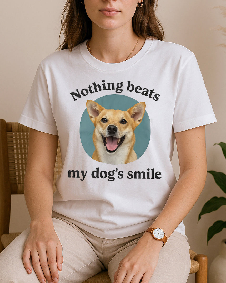 Персонализирана маичка со принт од Вашето милениче + текст по избор - Nothing Beats My Dog's Smile