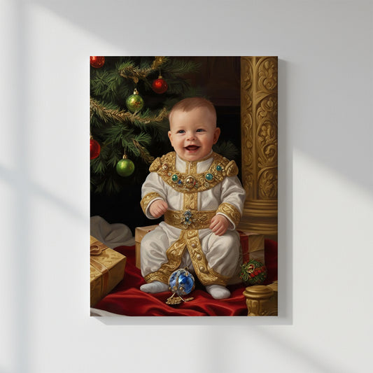 Little Royal Heir – Персонализиран детски новогодишен портрет на канвас