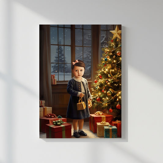 Classic Christmas Night – Персонализиран детски новогодишен портрет на канвас
