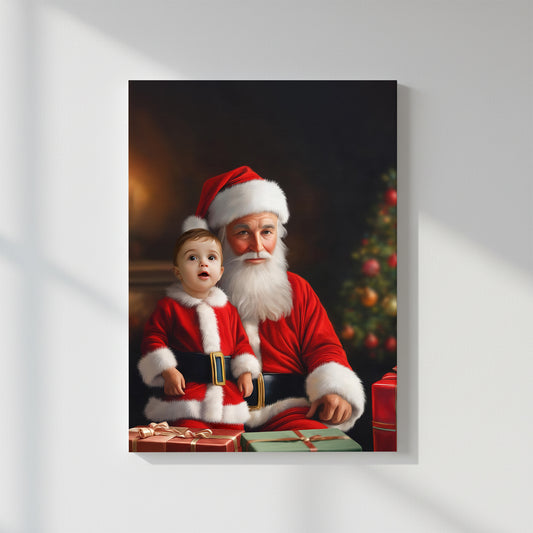 Santa’s Little Miracle – Персонализиран детски новогодишен портрет на канвас