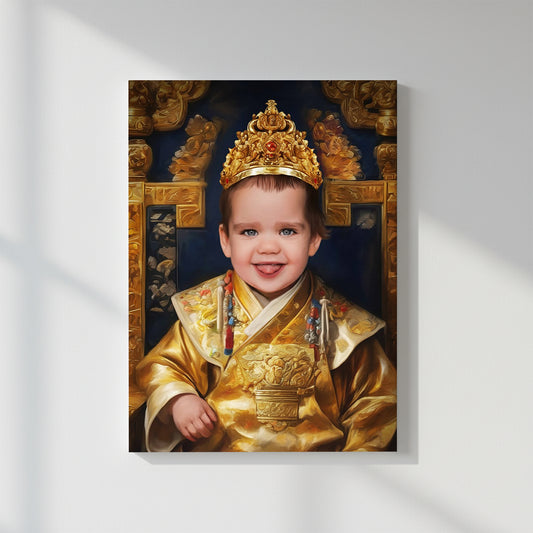 Golden Baby Crown – Персонализиран детски портрет на канвас