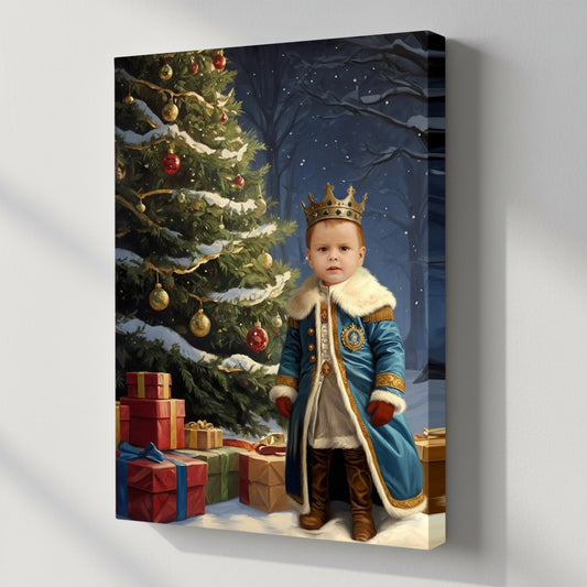 Winter Night Prince – Персонализиран детски новогодишен портрет на канвас