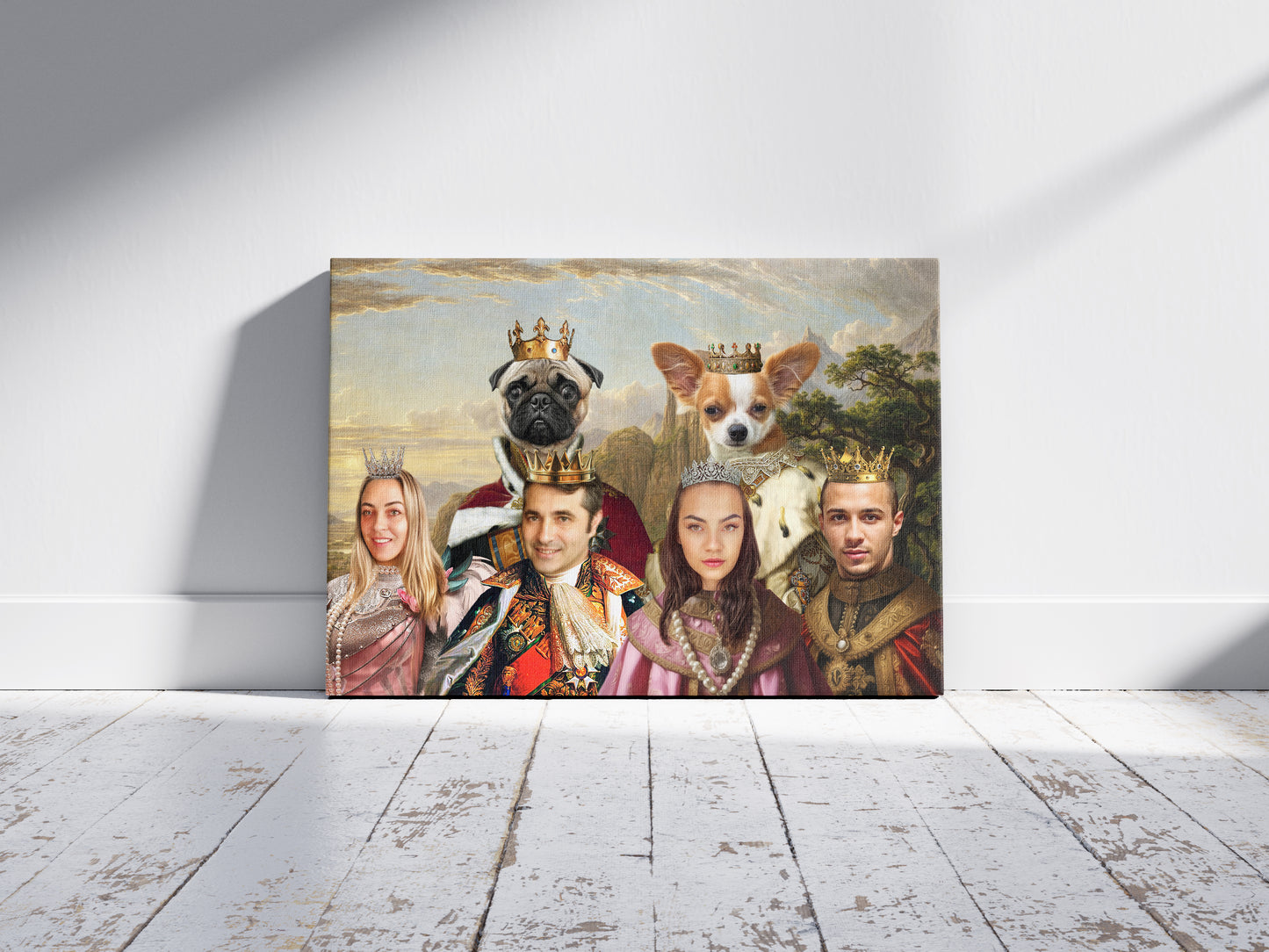 The Pawsitive Family Bond - Персонализиран портрет на канвас
