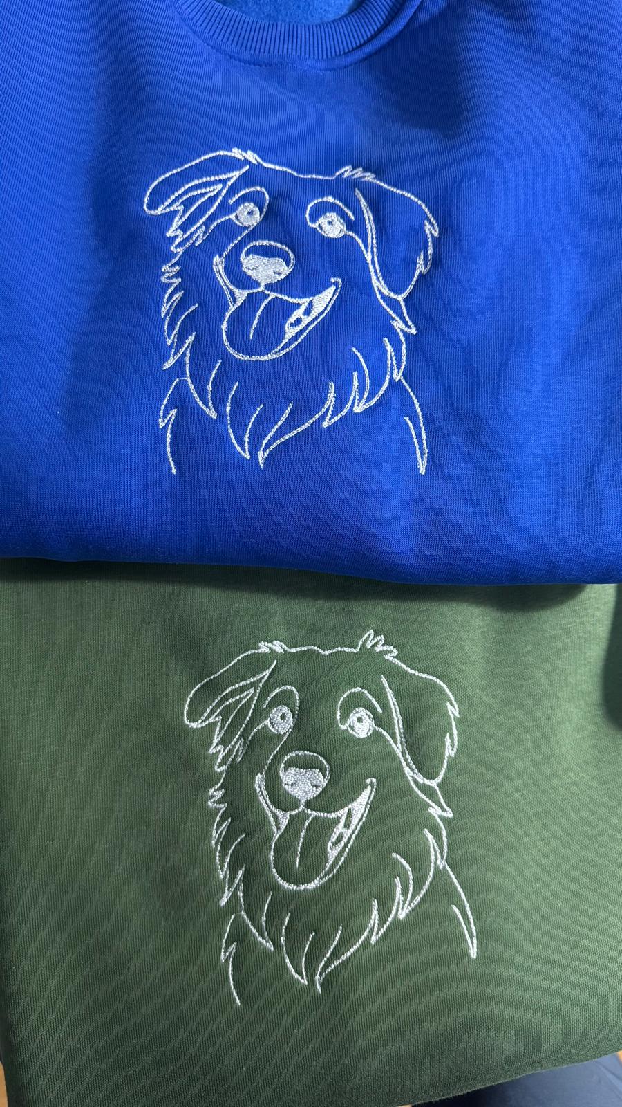 Персонализиран везен дуксер со Вашиот миленик - One-line Art (Контури)