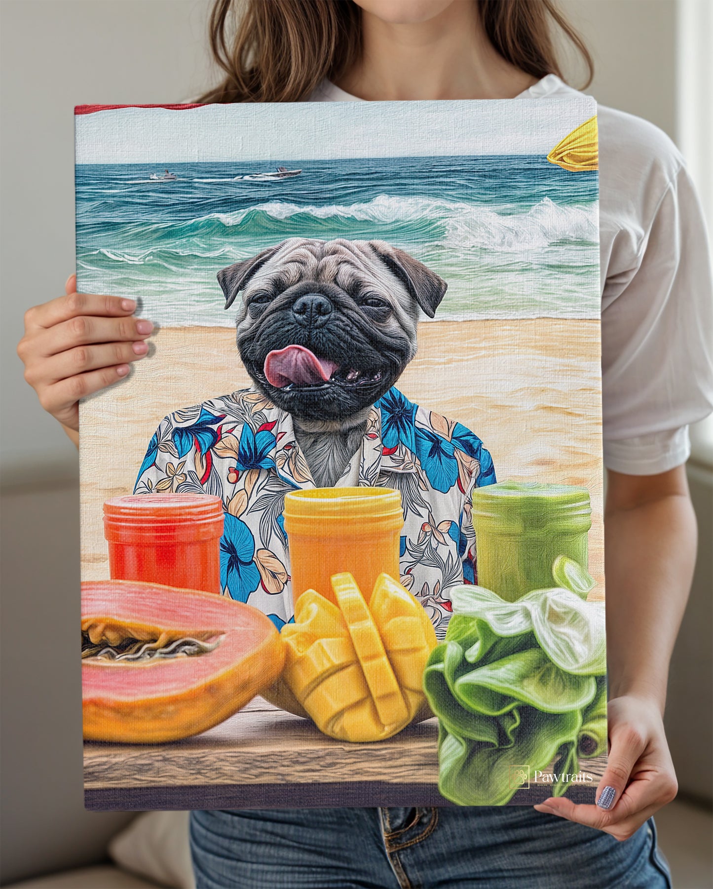 Hawaiian Pup - Персонализиран портрет на канвас