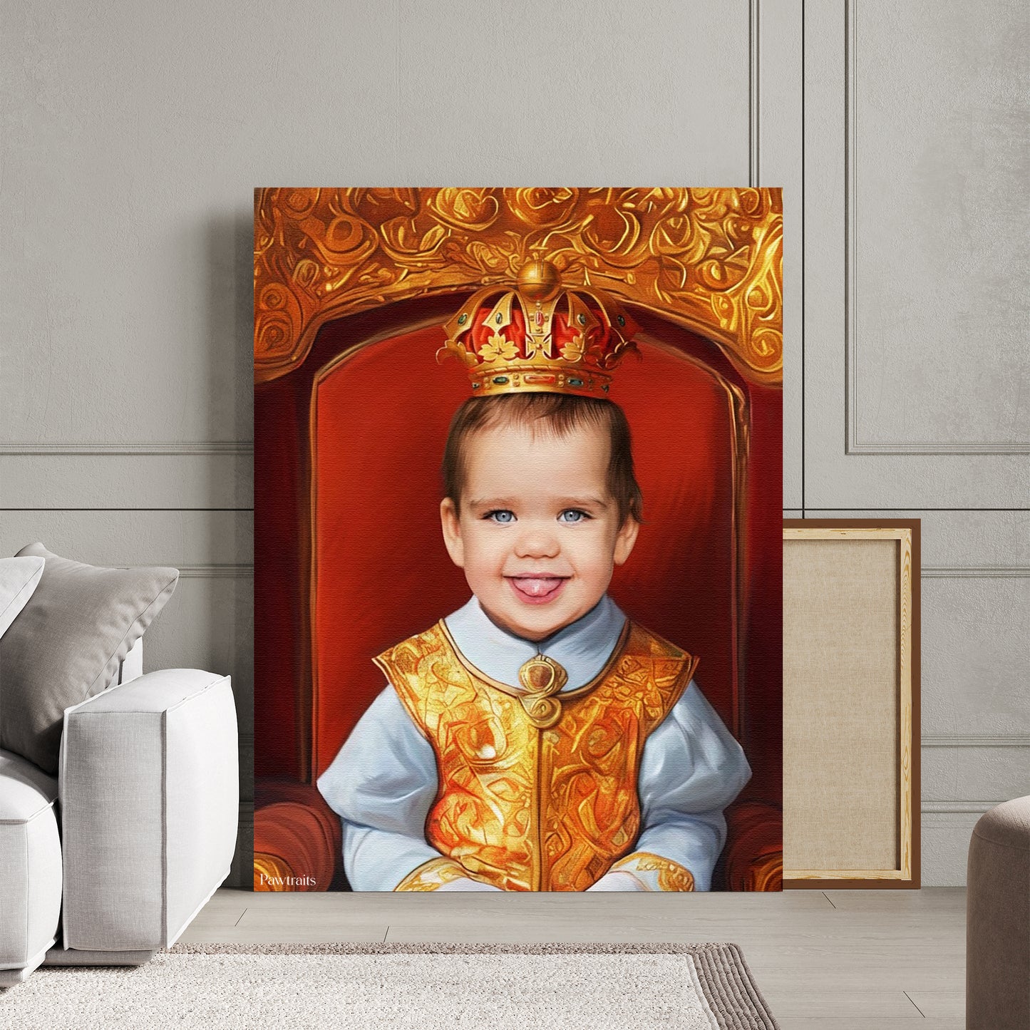 Golden Little King – Персонализиран детски портрет на канвас