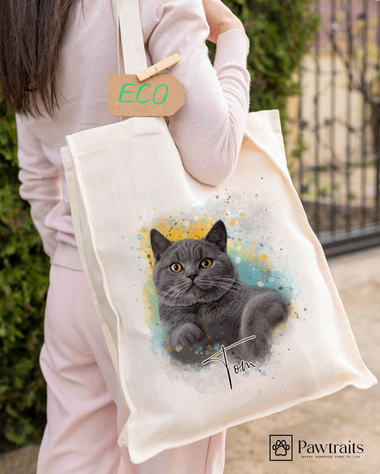 Watercolor Tote Bag - Персонализиран портрет на торба